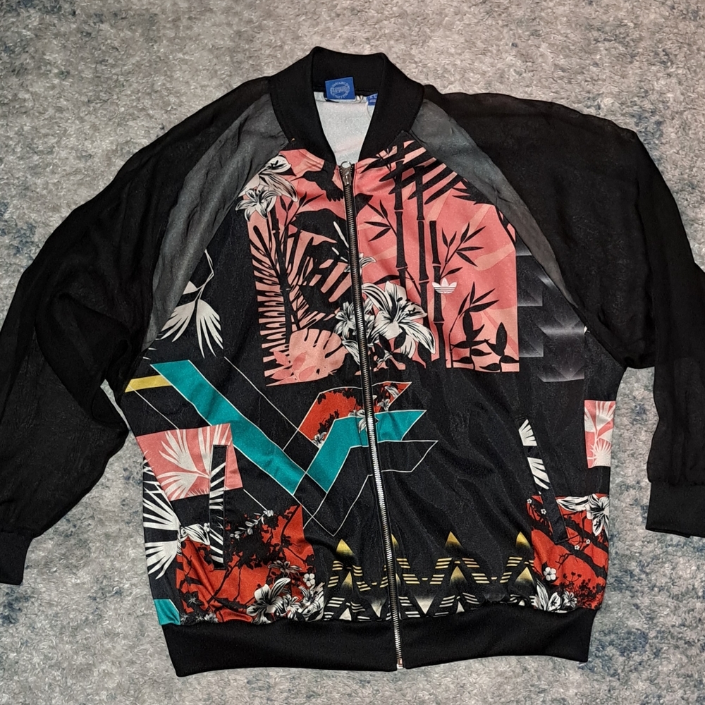 Adidas Originals Brazil FARM Rio Firebird Track Jacket Sheer Sleeves Size L